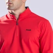 【PING】男款單袖配色立領長袖POLO衫-紅(吸濕排汗/蓄熱保溫/GOLF/高爾夫球衫/PA22227-18)