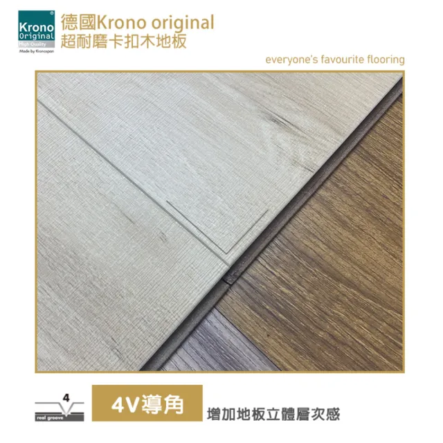 【美樂蒂】德國KRONO  ORIGINAL 卡扣式超耐磨地板-0.8坪/箱- 稻荷深橡(AC5耐磨商用等級72H防水)