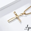 【Jpqueen】揮棒十字架歐美中性鈦鋼長項鍊(3色可選)