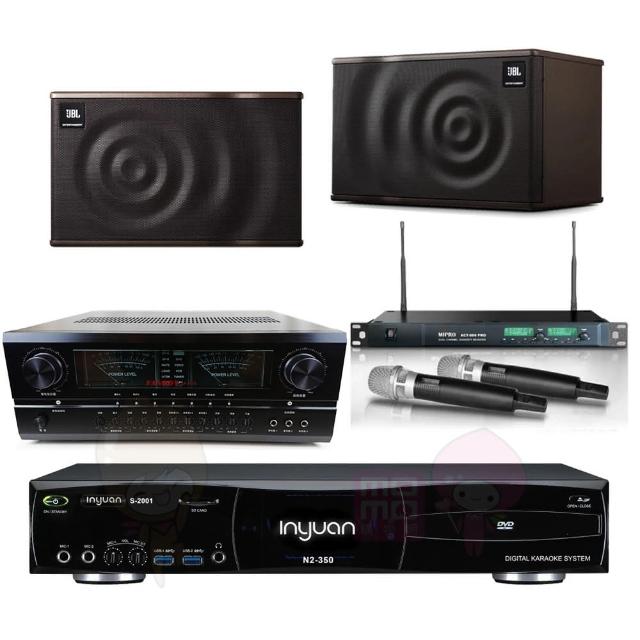 【音圓】N2-350+SA-928+ACT-869+JBL MK10(點歌機4TB+擴大機+無線麥克風+迴授抑制器+喇叭)