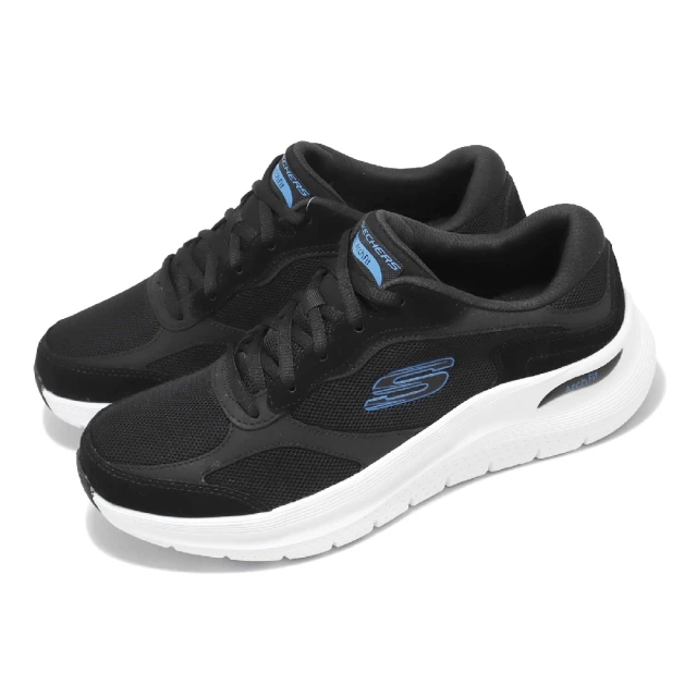 SKECHERS 休閒鞋 Arch Fit 2 The Keep 男鞋 黑 藍 緩衝 耐磨 透氣 訓練 健走 運動鞋(232702-BKBL)