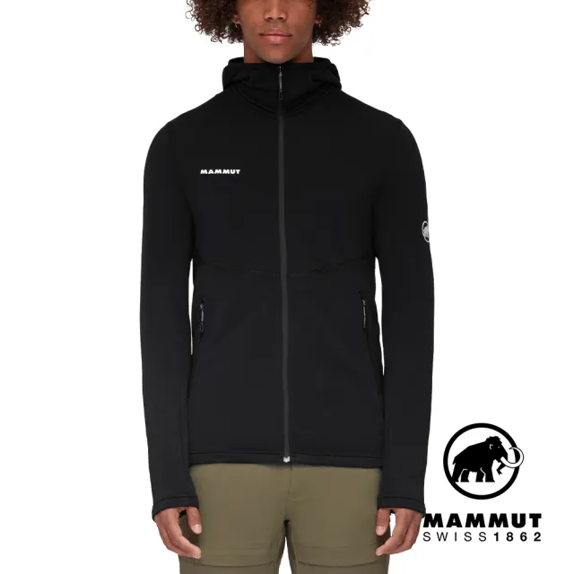 【Mammut 長毛象】Aconcagua Light ML Hooded Jacket Men 輕量刷毛連帽外套 黑色 男款 #1014-04250
