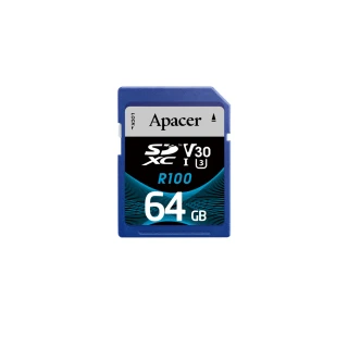【Apacer 宇瞻】64GB SD UHS-I U3 V30 R100記憶卡 100MB/s(公司貨)