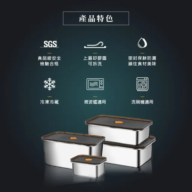 【MASIONS 美心】DELUXE 可微波 頂級304不鏽鋼密封防漏保鮮盒(1000ml)