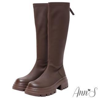 【Ann’S】防潑水材質-顯瘦100分厚底圓頭及膝長靴5cm(咖)