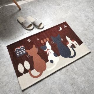 【JEN】卡通貓咪廚房多尼爾緹花編織長條型吸水防滑地墊45*120cm一入(3色可選)