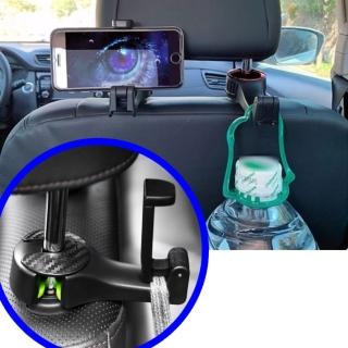 黑色隱藏式車背支架掛鉤(手機支架 汽車掛勾 承重電話架座兒童車內電影架 汽車用品)