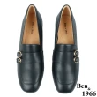 【Ben&1966】Ben&1966高級頭層牛皮氣質粗跟樂福鞋-黑238281