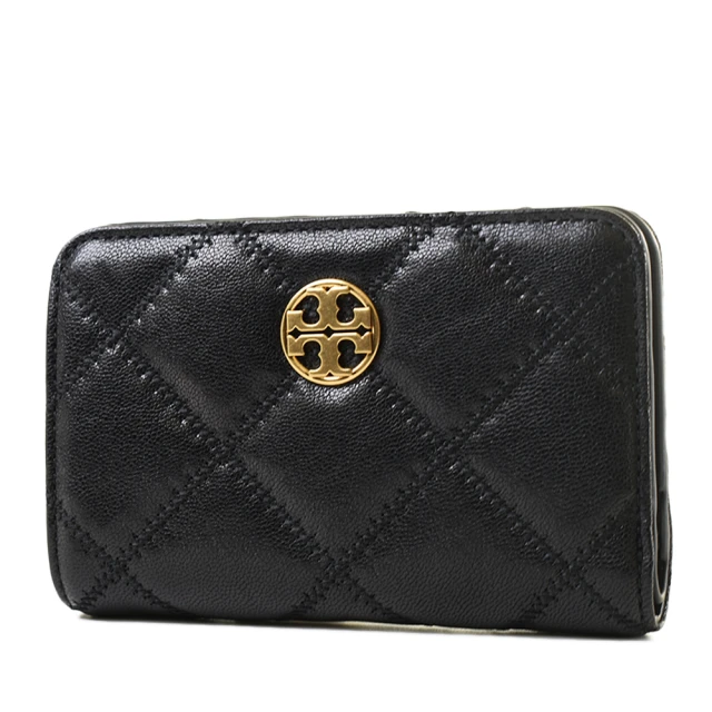 TORY BURCH BRITTEN 黑色縷空LOGO翻蓋磁