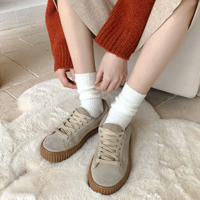 【Porabella】襪子 襪 素色襪 羊毛襪 毛毛襪 保暖襪 女中筒襪 女襪子 SOCKS