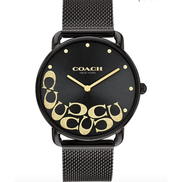 【COACH】官方授權C2 經典時尚黑色米蘭女錶-37mm-贈高級9入首飾盒(CO14504340)