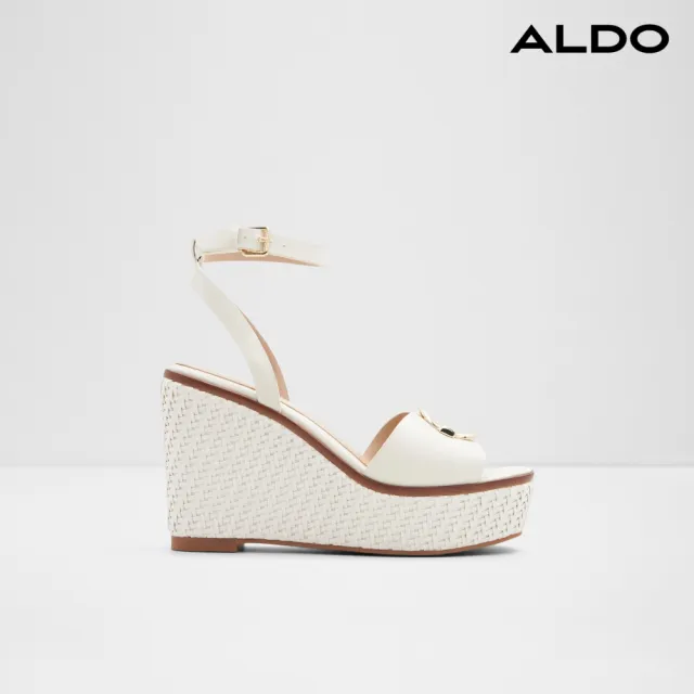 【ALDO】CARRABRIRIA-編織金飾造型厚底楔型涼鞋-女鞋(白色)