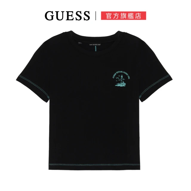 GUESS 清新花朵LOGO短T(兩色可選) 推薦