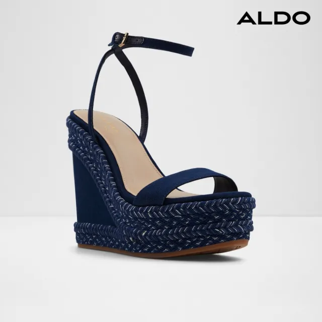 【ALDO】MARYSOL-草編楔型厚底涼鞋-女鞋(藍色)