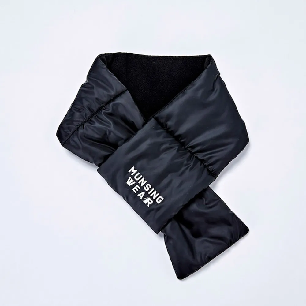 【Munsingwear】企鵝牌 男款黑色輕柔保暖圍巾 MGSJ0K00