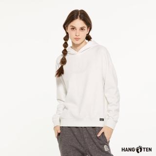 【Hang Ten】女裝-恆溫多功能-抗菌除臭刷毛保暖連帽上衣(花紗米白)