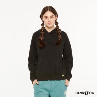 【Hang Ten】女裝-恆溫多功能-抗菌除臭刷毛保暖連帽上衣(黑)