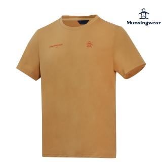 【Munsingwear】企鵝牌 男款棕色環保咖啡紗 涼感速乾防曬抑菌 草寫字母短袖T-SHIRT MGRL2505