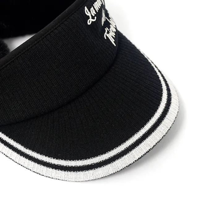 【LE COQ SPORTIF 公雞】高爾夫系列 女款黑色保暖耳罩遮陽帽 QLS0R901