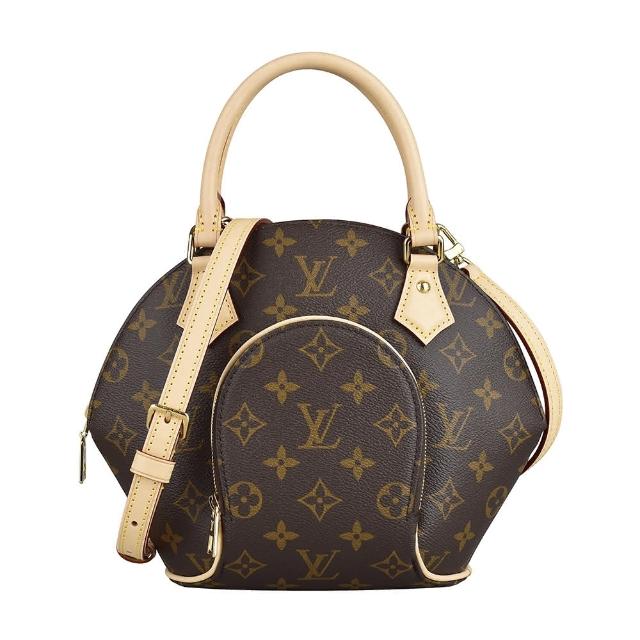 【Louis Vuitton 路易威登】LV M46196 Ellipse PM經典LOGO帆布拉鍊手提斜背貝殼包(咖啡x米)