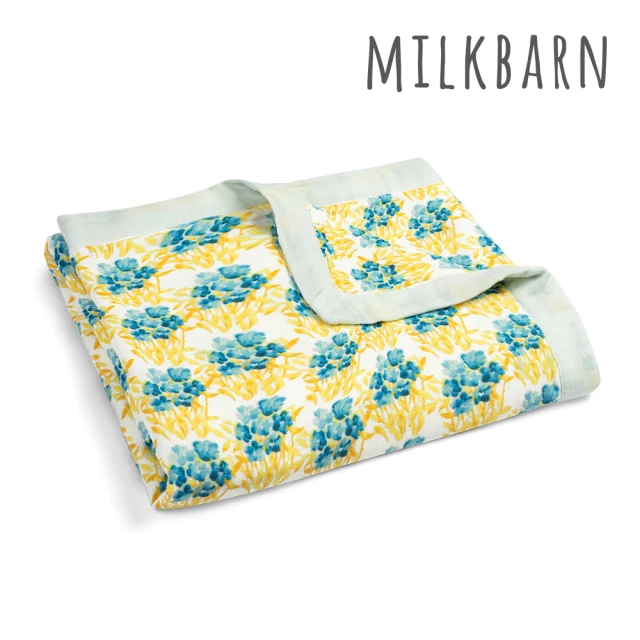 Milkbarn 竹纖維雙層安撫毯-天藍花(安撫毯 嬰兒毯 嬰兒蓋被 彌月禮)