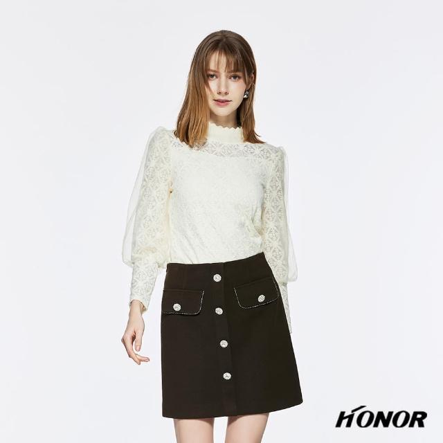 【HONOR 山形屋】水鑽花排釦短裙(MOMO獨家限定)