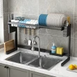 【慢慢家居】免組裝層高可調-不鏽鋼可伸縮水槽碗盤瀝水架(大全配)
