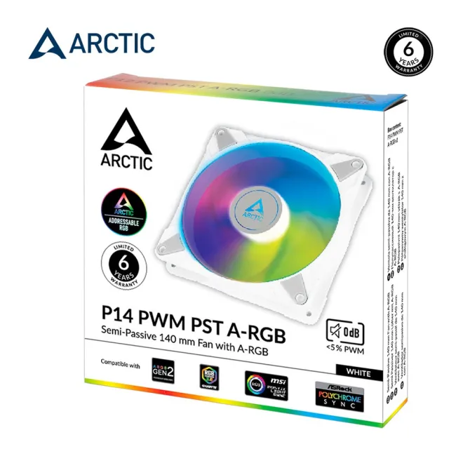 【Arctic】P14 PWM PST A-RGB 14公分聚流控制共享風扇 白色版(14公分/共享風扇/白色版)