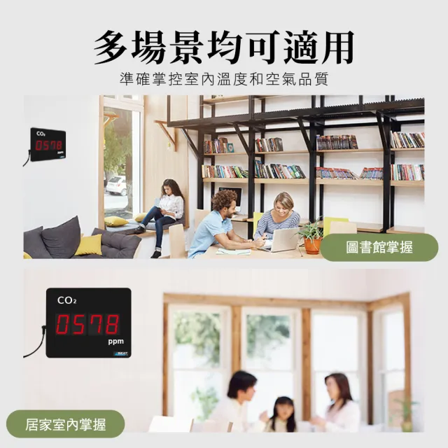 【HOME+】二氧化碳監控儀 空氣監測儀 co2偵測器 CO2濃度監測 B-LEDC7(空氣質量監測 空氣品質顯示板) - momo購物網 ...