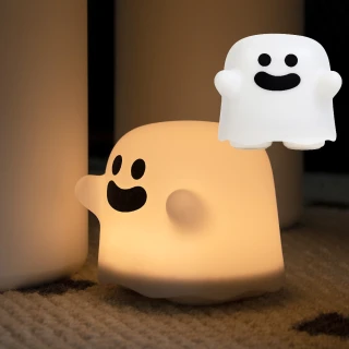 【小幽靈】QQ微笑幽靈小夜燈(USB充電式 LED夜燈 居家 擺飾 床頭燈 氛圍燈 檯燈 觸控燈)