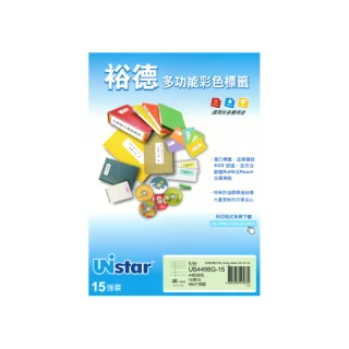 【Unistar 裕德】多功能電腦彩色標籤US4456-30格/15入 粉綠