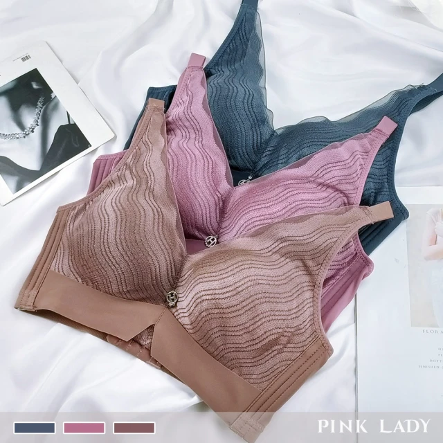 PINK LADY BC罩杯 靛空波紋 無鋼圈微加厚柔滑側背