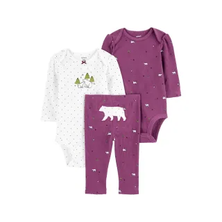 【Carter’s】紫色北極熊塗鴉3件組套裝(原廠公司貨)
