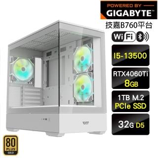 【技嘉平台】i5十四核geforce rtx 4060 ti{水冷傭兵}電競機(i5-13500/b760/32g/1tb)