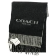 【COACH】經典字母 LOGO素面羊毛流蘇圍巾(黑/灰)