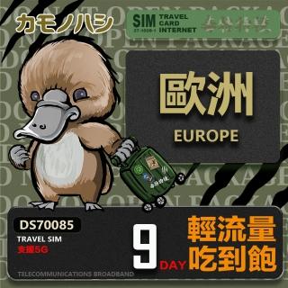 【鴨嘴獸 旅遊網絡卡】Travel Sim 歐洲9天上網絡卡 歐洲上網絡卡(輕量型上網 歐洲網絡卡 吃到飽網絡卡)