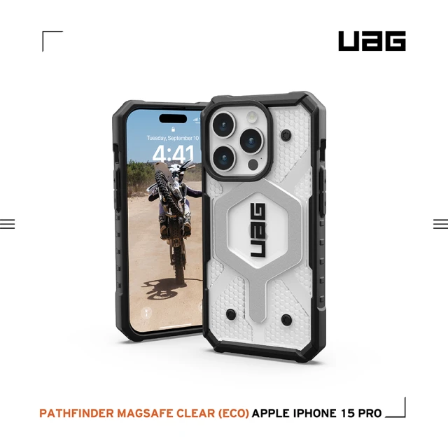 【UAG】iPhone 15 Pro 磁吸式耐衝擊保護殼（按鍵式）-透明(吊繩殼 支援MagSafe功能)