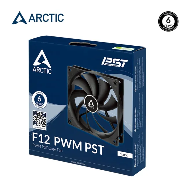【Arctic】F12 PWM PST 12公分共享風扇 黑(12公分/靜音PWM風扇)