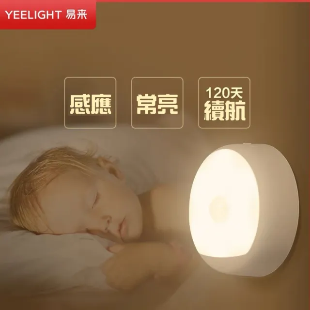 【YEELIGHT 易來】小米生態鏈 充電感應夜燈(緊急照明、小夜燈、120天續行、自動感應、可掛勾、可貼黏)