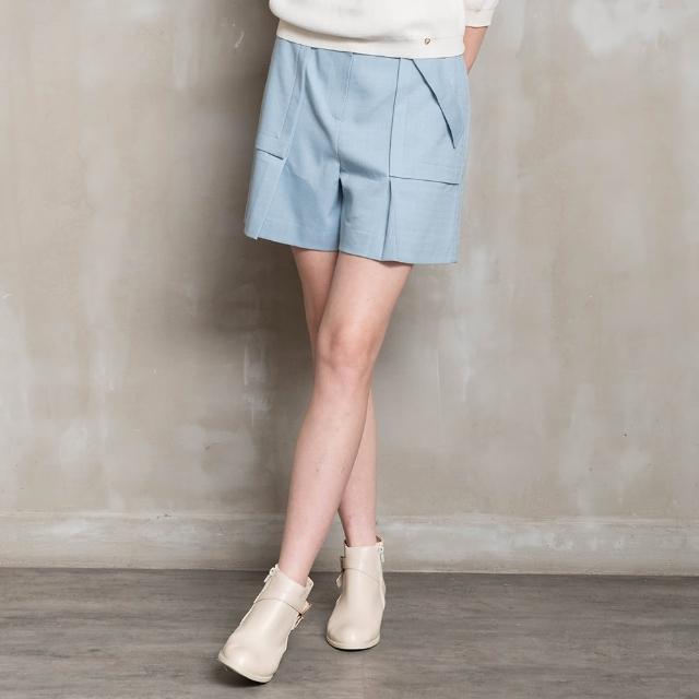 【perng yuh 芃諭名品】俏漾舒活 仿麻織紋 短褲裙（附腰帶）(2023 AW Collection｜2C秋冬系列)