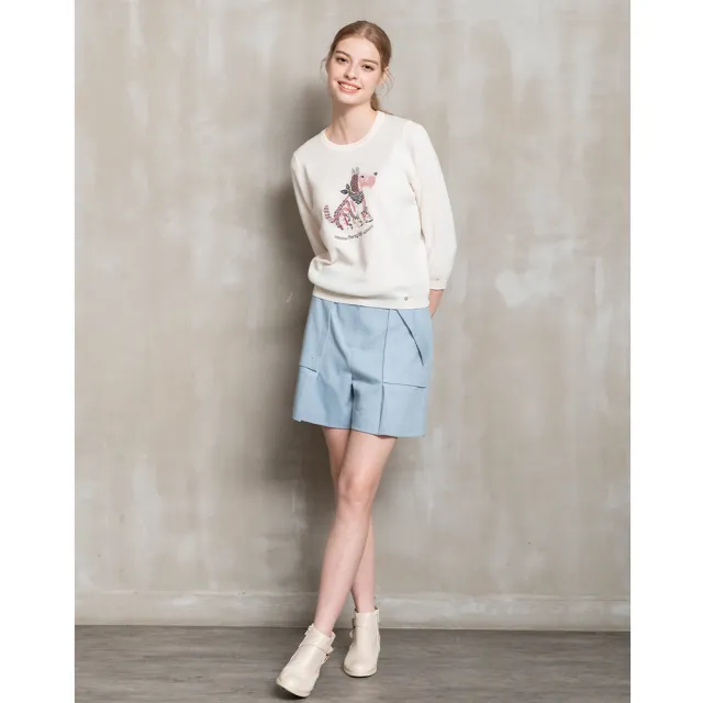 【perng yuh 芃諭名品】俏漾舒活 仿麻織紋 短褲裙（附腰帶）(2023 AW Collection｜2C秋冬系列)