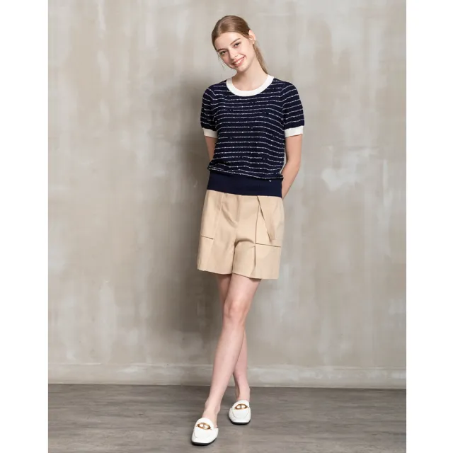 【perng yuh 芃諭名品】俏漾舒活 仿麻織紋 短褲裙（附腰帶）(2023 AW Collection｜2C秋冬系列)