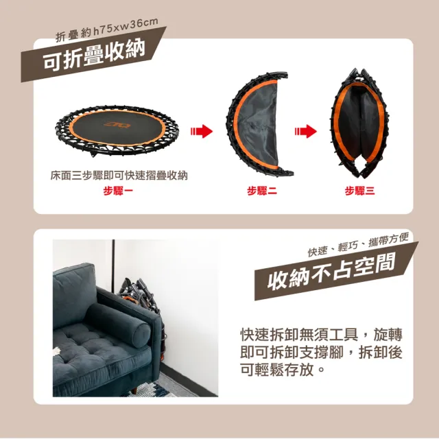 【ETQ USA】可折疊彈跳床-扶手款 40吋
