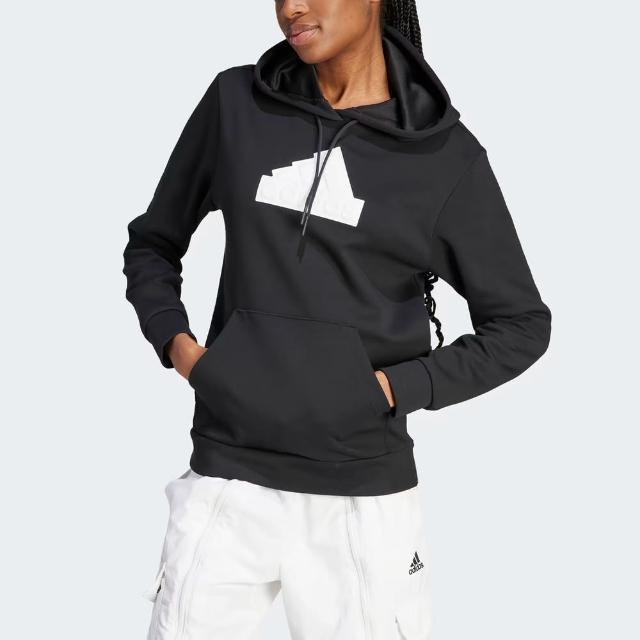 【adidas 愛迪達】W FI BOS Hoodie 女 連帽 長袖 上衣 運動 訓練 休閒 舒適 黑白(IM4874)