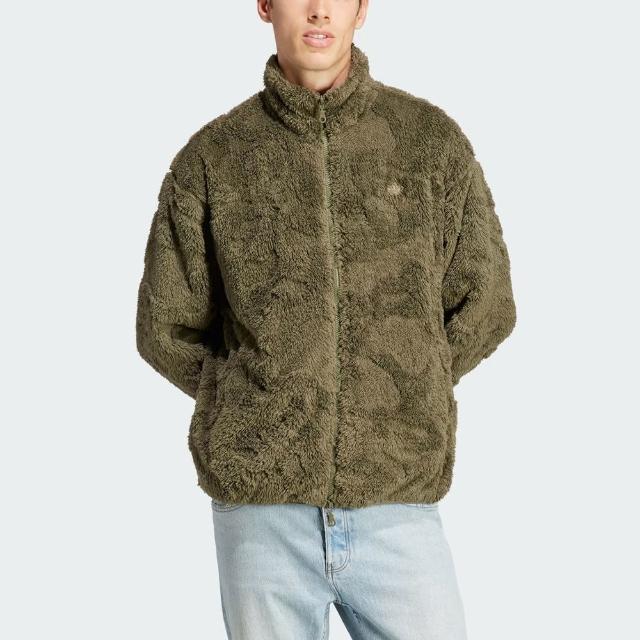 【adidas 愛迪達】Adv Camo Fleece 男 立領外套 運動 休閒 抓絨 保暖 舒適 拉鍊口袋 綠(IL5175)