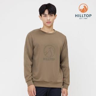 【Hilltop 山頂鳥】POLYGIENE抗菌吸濕快乾保暖彈性LOGO刷毛上衣 男款 卡其｜PH51XML2ECN0