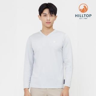 【Hilltop 山頂鳥】吸濕快乾保暖V領TORAY長袖衛生衣 男款 灰｜PH56XM90ECK0(厚款)