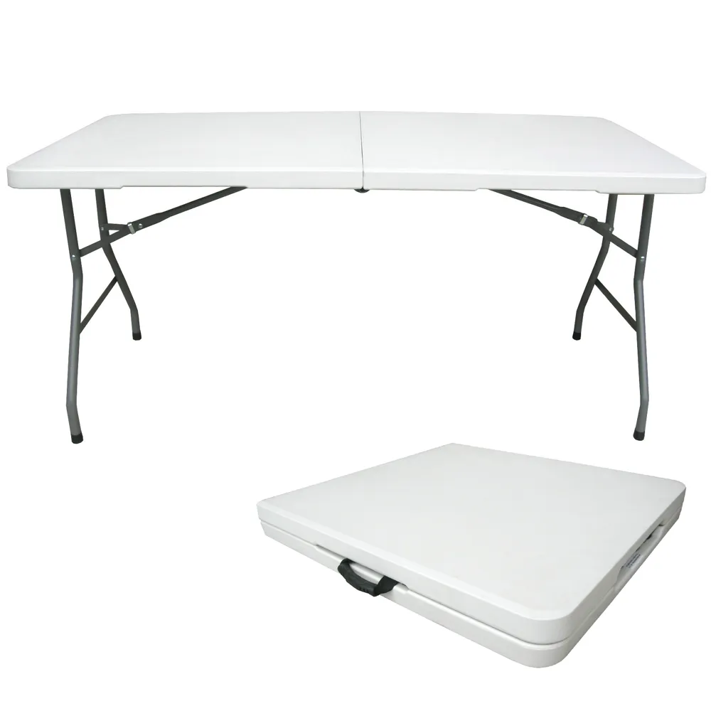【美佳居】寬152公分-對摺折疊桌/擺攤桌/拜拜桌/辦公桌/餐書桌/露營桌/折合桌(象牙白色)