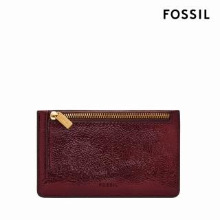 【FOSSIL 官方旗艦館】Logan 真皮卡片零錢包-紅木色漆皮 SL10019631