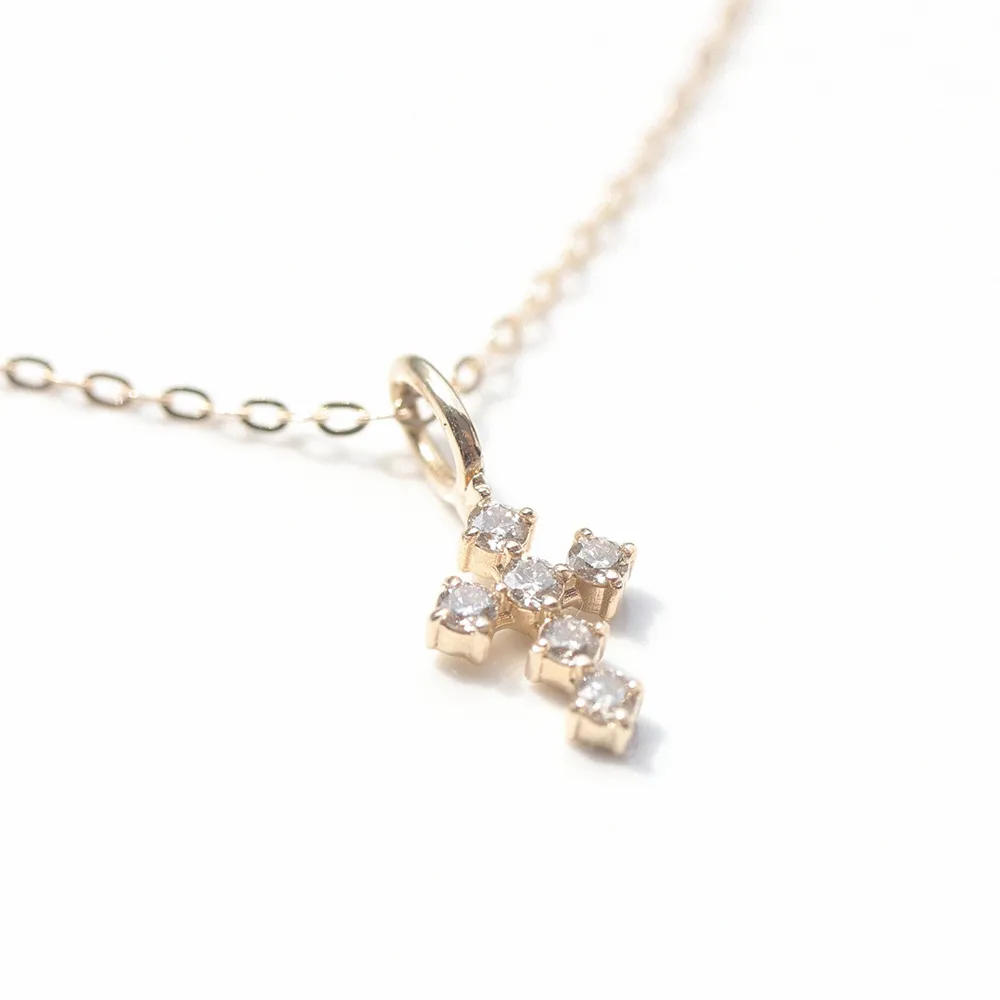 【CHARIS & GRACE 佳立思珠寶】14K金 項鍊 香檳鑽十字架項鍊 - 40cm